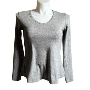 Cynthia Rowley Gray Pima Cotton Modal Long Sleeve Scoop Neck Top Womens Medium